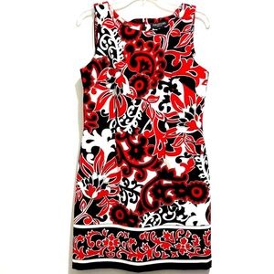 Perceptions New York Red/Black Sleeveless Paisley Dress Floral